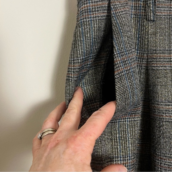 Jason Wu Dark Academia Metallic High Waisted Pleated Pants Size 10 Plaid - Picture 3 of 11